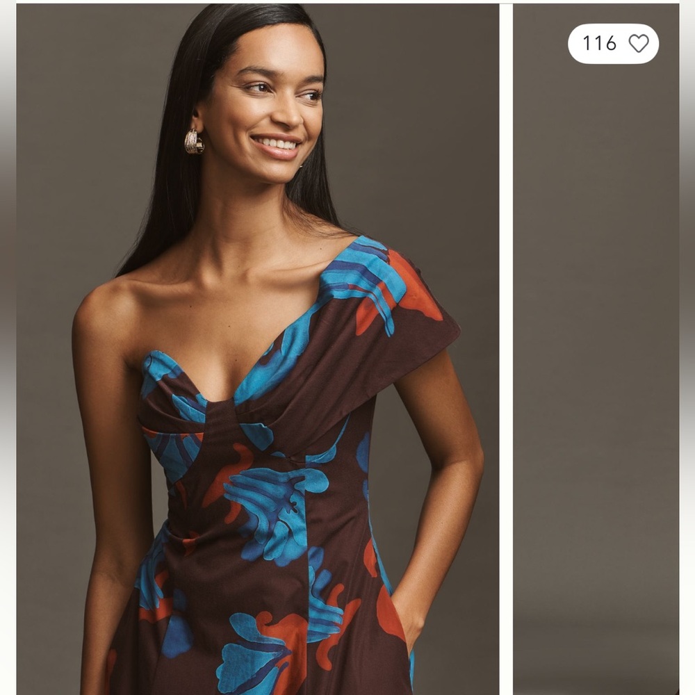 NWT De Loreta Naranjo Off the Shoulder Dress in Alux - Picture 3 of 5